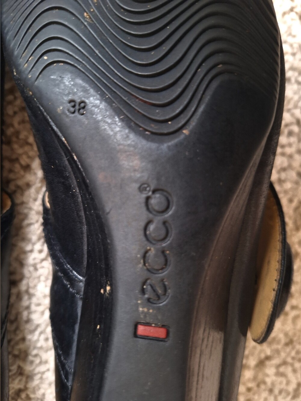 ECCO Black Leather Mary Janes Comfortable Wedge Pumps Heels Womens Size 7.5 38 - Picture 9 of 10